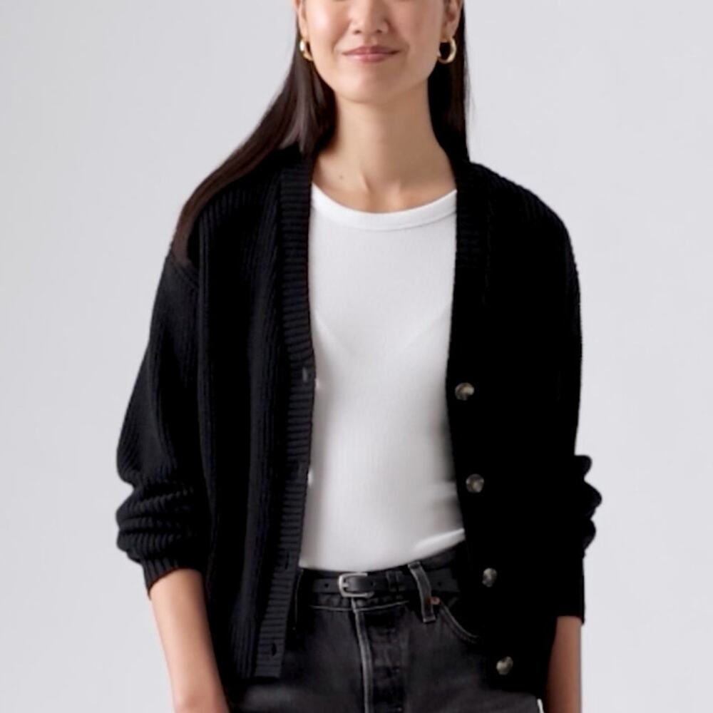 LEVI'S NWT Snowflake Cardigan 100% Cotton Anthracite Night Black – XS